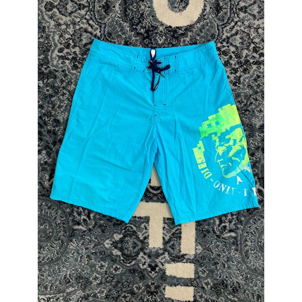 Men's Vintage Y2k Diesel Brand Swim trunks Size Medium Teal blue